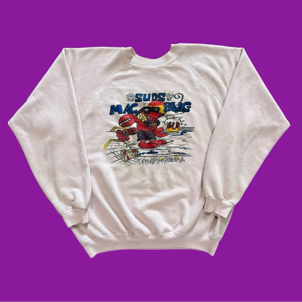 90s “SUDS MAC BUG” Cajun Party Animal Lobster Crewneck Sweatshirt